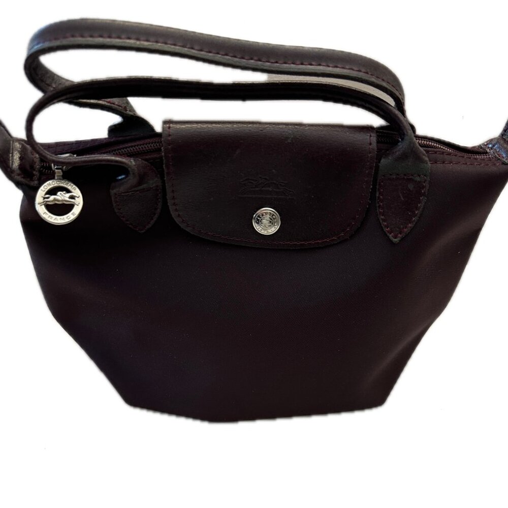 LONGCHAMP,  VINTAGE BROWN NYLON HANDBAG, PRE-OWNED - Picture 7 of 10